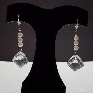 Crystal Quartz and Freshwater Pearl SS Earrings